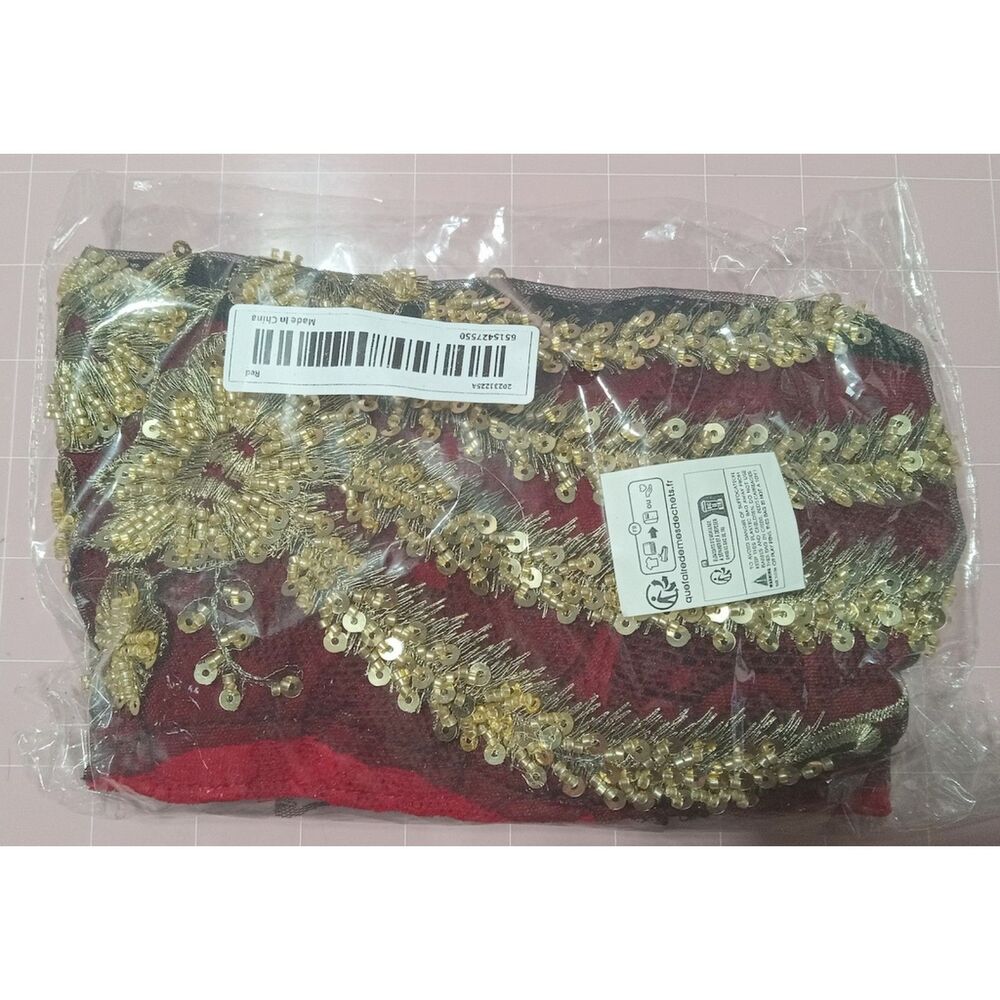 Red Beanie with Golden Beads Breathable Head Wrap and Chemo Cap Women & Girls - Picture 14 of 15